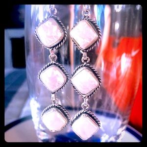 Sterling Silver Biwa Pearl Drop Earrings NWOT